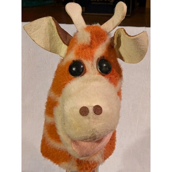 Animal Fair Hand Puppet Giraffe Plush Faux Fur Stuffed Toy Kitschy Odd Vintage - Picture 16 of 16